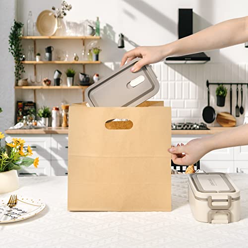 COGLARING 50Pcs Brown Kraft Paper Bags with Die Cut Handles 11" x 6" x 11" - color: 50pack