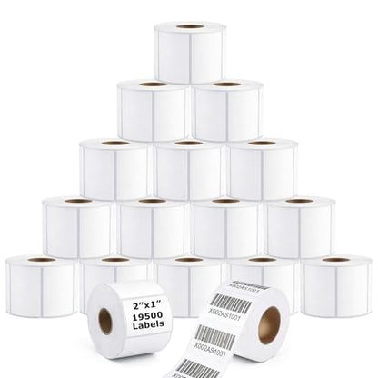 19500 Pcs 2"x1" Direct Thermal Labels, 15 Rolls, 1300 Labels/Roll - size: 2"x1"--19500