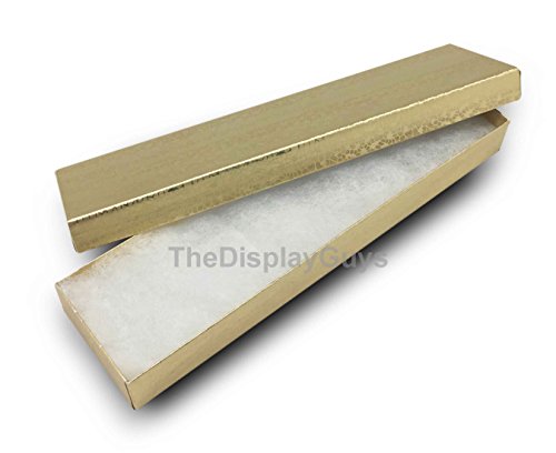 TheDisplayGuys 100 Cardboard Jewelry Gift Boxes with Inserts - Gold Foil - size: 100 Pack