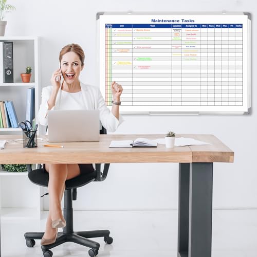 Lincia Double Sided Magnetic Maintenance Task Whiteboard 36 x 24 Inch - style: Maintenance Tasks