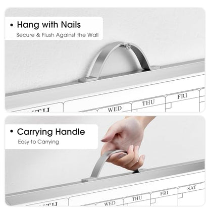 MaxGear Whiteboard Calendar for Wall, 16"x12" Monthly Whiteboard, Silver Aluminum Alloy Framed Small Dry Erase Board with Handle, for Students - Planning, Drawing, Memo, to Do List - style: Silver Monthly