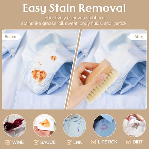 3 Pcs Wood Laundry Stain Brush Stain Remover Brushes with Boar Bristle Small Stain Brush for Clothes for Scrubbing Stains from Furniture Fabric Leather(3 Pcs F) - style: 3 Pcs F