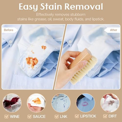 3 Pcs Wood Laundry Stain Brush Stain Remover Brushes with Boar Bristle Small Stain Brush for Clothes for Scrubbing Stains from Furniture Fabric Leather(3 Pcs F) - style: 3 Pcs F