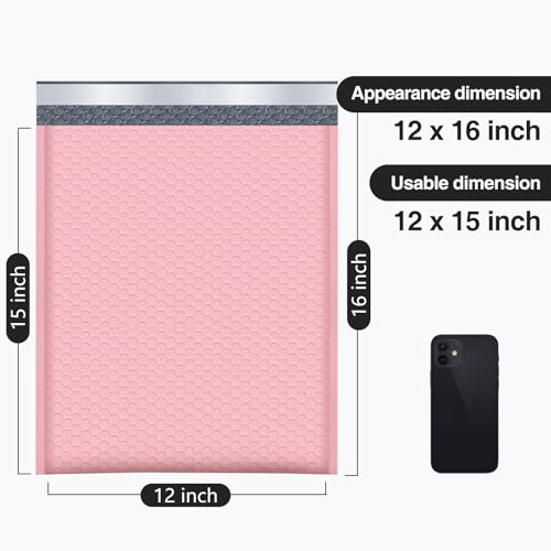 UCGOU Bubble Mailers 12x16" 40 Pack Usable Size 12x15" Light Pink Padded - color: Light Pink, size: 12x16" 40PC