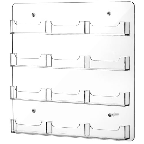 Hillban Acrylic Business Card Holder Wall Mount Office, 12 Pockets - size: 12 Pockets