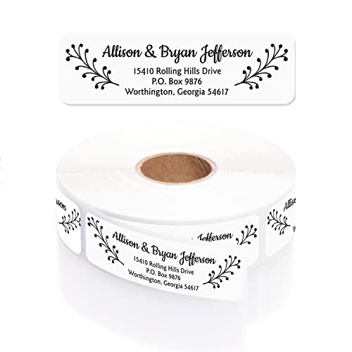 Modern Black and White Rolled Address Labels / 500 Personalized Return Address Labels/Designer Address Stickers in Elegant Plastic Dispenser - size: 500 Labels, style: Modern Black and White