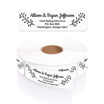 Modern Black and White Rolled Address Labels / 500 Personalized Return Address Labels/Designer Address Stickers in Elegant Plastic Dispenser - size: 500 Labels, style: Modern Black and White
