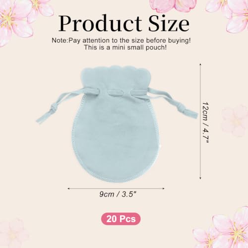 uxcell 20pcs Small Velvet Drawstring Pouch,3.5"x4.7" Jewelry Bag,Light Blue - color: Light Blue, size: 3.5" x 4.7"