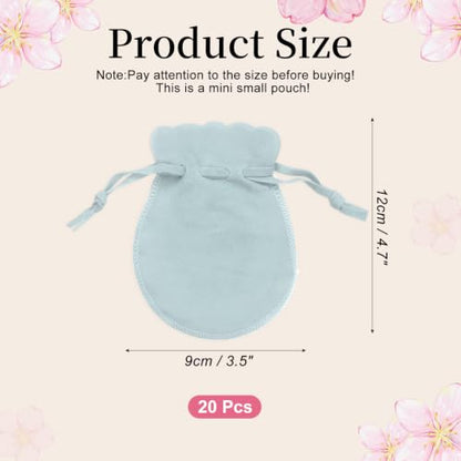 uxcell 20pcs Small Velvet Drawstring Pouch,3.5"x4.7" Jewelry Bag,Light Blue - color: Light Blue, size: 3.5" x 4.7"