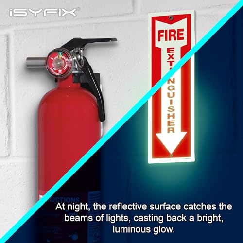 iSYFIX Fire Extinguisher Reflective Signs, 4x12 Inch, 10 Pack - color: PLASTIC REFECTIVE