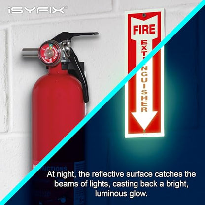 iSYFIX Fire Extinguisher Reflective Signs, 4x12 Inch, 10 Pack - color: PLASTIC REFECTIVE