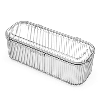JessLab Makeup Brush Holder Organizer, Clear Makeup Sponges Organizer, Cosmetic Storage Case with Lid Display Case for Vanity, 1 Compartment (1 Pack) - style: 1 Pack