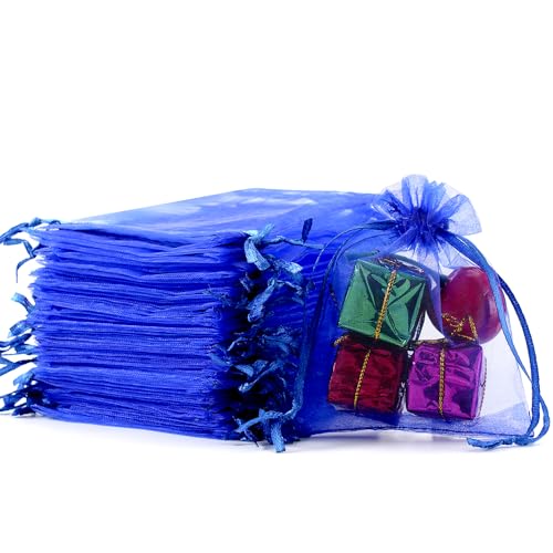Meowoo 100PCS Organza Bags (3x4inch, Precious Blue) - color: Preciousblue-3x4in-100p, size: 3x4in