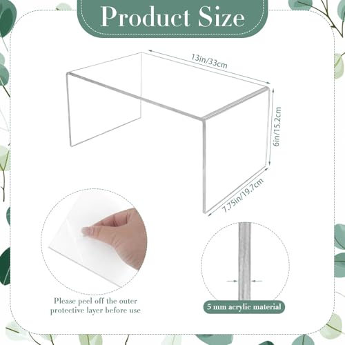 3 Pcs 13 Inch Large Acrylic Risers Display Stands 5 mm Thick Clear Jewelry Collectibles Holder Acrylic Shelf Riser Showcase for Food Figures Cupcakes Perfume Cabinet