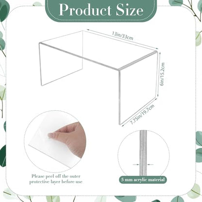 3 Pcs 13 Inch Large Acrylic Risers Display Stands 5 mm Thick Clear Jewelry Collectibles Holder Acrylic Shelf Riser Showcase for Food Figures Cupcakes Perfume Cabinet