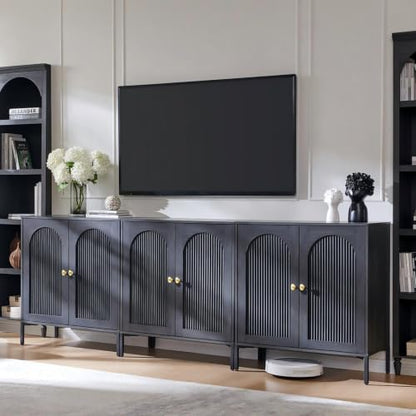 IFGET 92.63" W Modern Arch Sideboard Buffet Cabinet with Storage, Dark Grey - color: Dark Grey, size: 3 Pieces