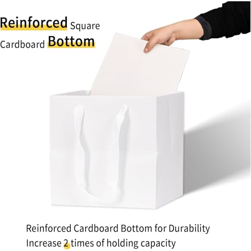 Aosric White Square Gift Bags with Tissue Paper, 4 Pack 6x6x6 Inch - color: White