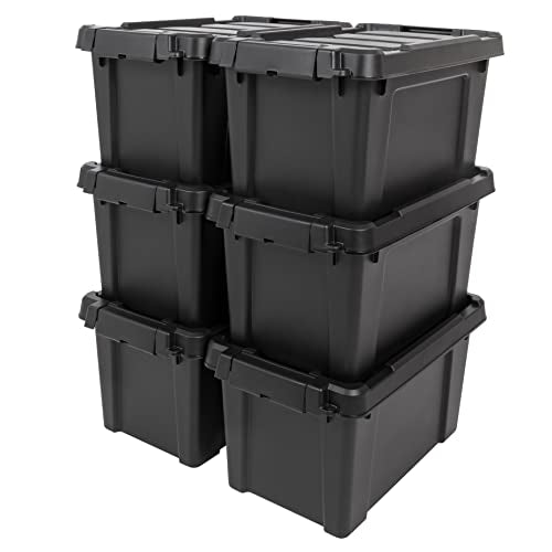 IRIS USA 6-Pack 5 Gal Heavy Duty Lockable Storage Totes with lids, Black - color: Black, size: 5 Gal - 6 Pack