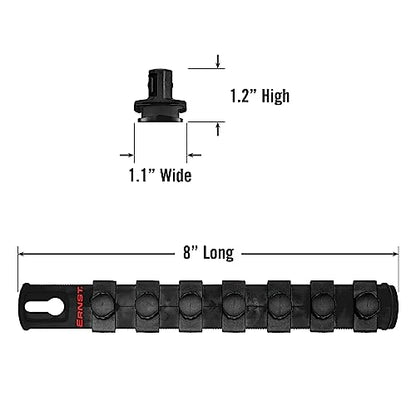 Ernst Manufacturing 8-Inch Socket Organizer with 7 1/2-Inch Twist Lock Clips, Black (8428-Black-1/2) - color: Black, size: 1/2-Inch Twist Clips, style: 8-Inch