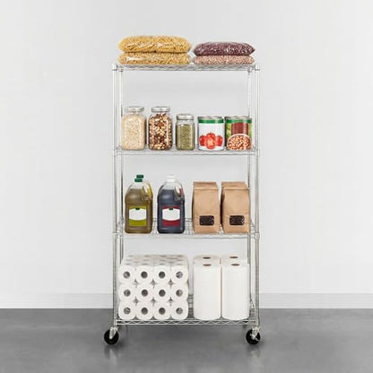 SafeRacks NSF 4-Tier Heavy Duty Steel Wire Rack w/Wheels (36"x24"x72") - color: Silver, size: 24"x36"x72" 4-Tier