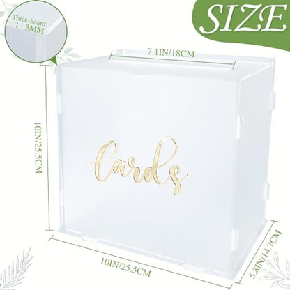 Acrylic Wedding Card Box with String Lights, Frosted Gift Box for Reception - color: Transparent