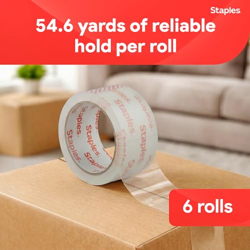 Staples Ultra Heavy-Duty Packing Tape, 1.88x54.6 Yds, Clear, 6/Roll