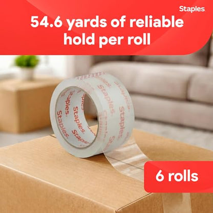 Staples Ultra Heavy-Duty Packing Tape, 1.88x54.6 Yds, Clear, 6/Roll