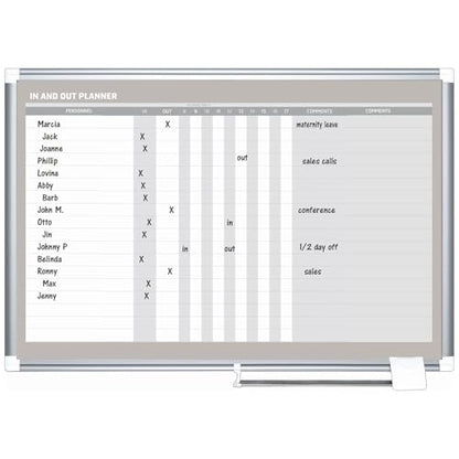 MasterVision in-Out Magnetic Dry Erase Board, 36 x 24, White Surface, Silver Aluminum Frame