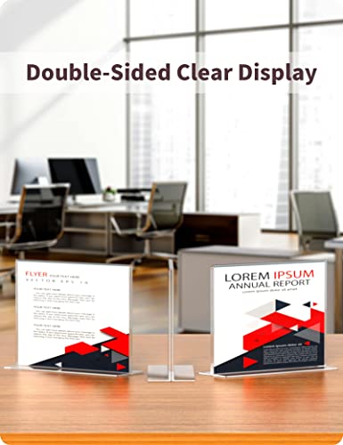 NIUBEE Acrylic Sign Holder 8.5 x 11 Horizontal T-Shape Flyer Stand 6 Pack - size: 8.5 x 11 Inches Horizontal (Pack of 2)