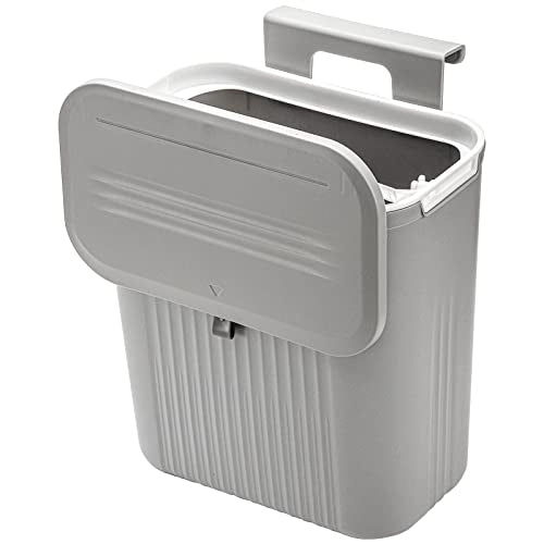 Frcctre 2 Pack 2.4 Gallon Kitchen Compost Bin, Hanging Trash Can with Lid Garbage Can for Countertop or Under Sink, Wall Mounted Counter Waste Bin for Kitchen Bathroom Bedroom Office