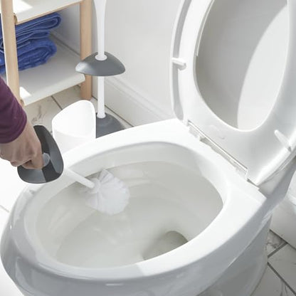 Clorox Covered Toilet Brush and Caddy with Splash Guard & Non-Skid Base, 2-Piece, White - style: Brush with Holder