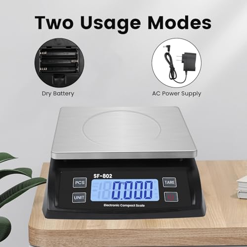 Digital Kitchen Scale 30kg/66lb Large Food Scale for Baking Cooking Stainless Bread Scale with LCD Display Counting Scales for Commercial (Color : Stainless Black) - color: Stainless black