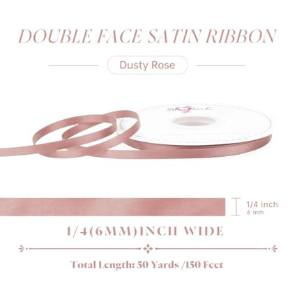 MAYREEL Dusty Rose Satin Ribbon 1/4 Inch Double Faced 50 Yards - color: Dusty Rose, size: 1/4 Inch