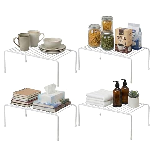 Evelots Wire Shelf Organizer Set, Metal Cabinet Shelf Risers, 4-Pack, White - color: White - Regular, size: Set of 4