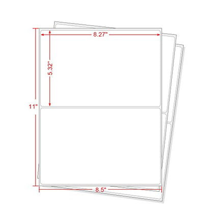MFLABEL Half Sheet Shipping Labels 2-UP (100 Labels, 8.5"x5.5") - Round Corner Laser/Inkjet Labels for FedEx, UPS, Amazon FBA Strong Adhesion Corrugated Box Labels - size: 8.5" x 5.5" (2-up Round)