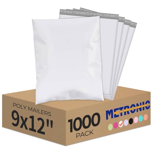 Metronic Poly Mailers 9x12 1000PC Shipping Bags Bulk for Small Business - color: White, size: 9x12 1000PC
