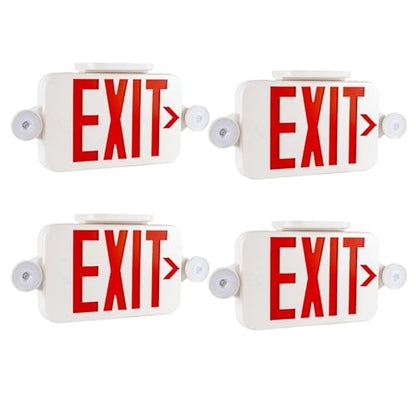 Gruenlich Exit Sign with Emergency Light, Battery Backup, 4 Pack - size: 4-pack
