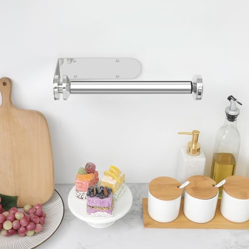 theaoo Paper Towel Holder Under Cabinet, One-Hand Tear, Wall Mount, Silver - color: Silver