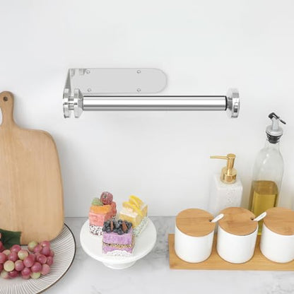 theaoo Paper Towel Holder Under Cabinet, One-Hand Tear, Wall Mount, Silver - color: Silver