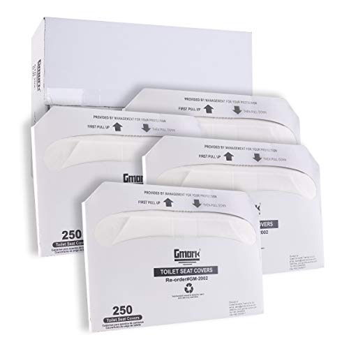 Gmark Paper Toilet Seat Covers, Thick Strength 100% Virgin Paper, Disposable Half-Fold Covers for Public Restroom Dispensers, 4 x 250 (1000 Total) GM2002