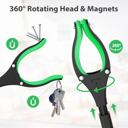 36" Foldable Grabber Reacher Pickup Tool for Seniors, Green - size: 36 Inch