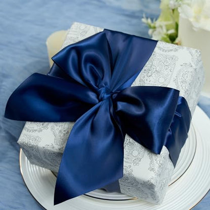 Navy Blue Double-Faced Satin Ribbon, 3 Inch x 10 Yards - color: Navy