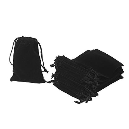 HRX Package 20pcs Velvet Bags 5x7 in for Jewelry Gift Packaging (Black) - color: Black