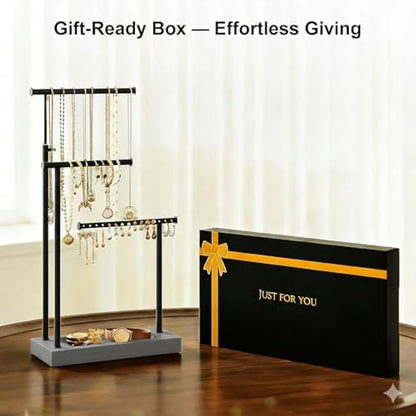 SRIWATANA Weathered Grey & Black Jewelry Organizer, 3-Tier Necklace Stand - color: weathered grey