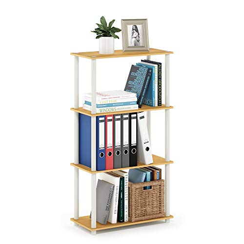 Furinno Turn-N-Tube Toolless 4-Tier Storage Shelves, Beech - color: Beech/White, size: 4-Tier Round Tube