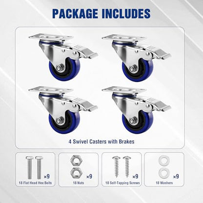 WORKPRO 3" Caster Wheels, 1760 LBS Heavy Duty Swivel Casters, Set of 4 - style: 3 Inch