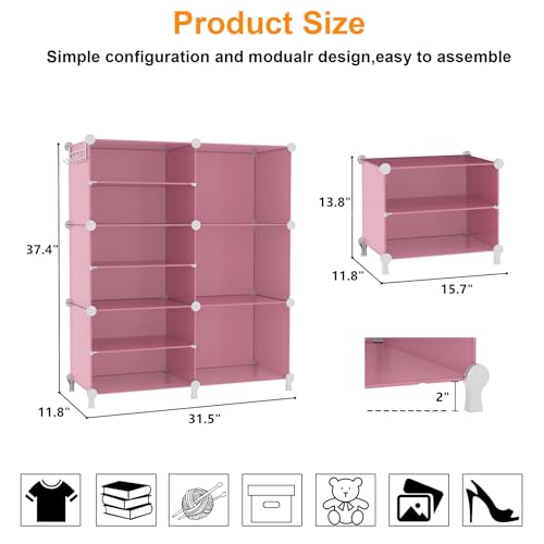 AWTATOS 6 Cube Closet Organizer Storage Shelves, Pink - color: Pink