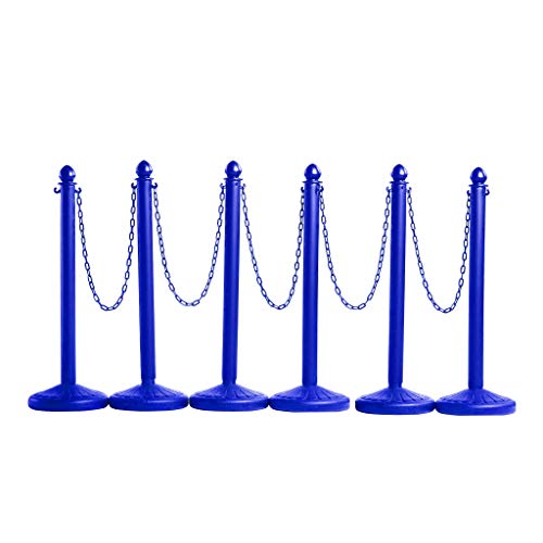 Montour Line Plastic Crowd Control Stanchion Kit, 50 Ft Chain, Blue, 6-Pack - color: Blue