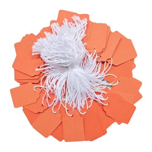 300 Pcs 1.38'' x 0.87'' Orange Jewelry Price Tags with String Attached Retail Paper Gift and Sale Hang Tag Handwritten Price Display Lables for Pricing Clothes Necklace & Merchandise - color: Orange, size: 1.38x0.87 inches-300P