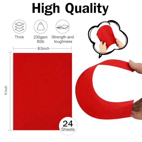 Goefun 80lb 24 Sheets Bright Red Cardstock 8.5 x 11 Construction Paper - color: Christmas Red, size: 8.5x11